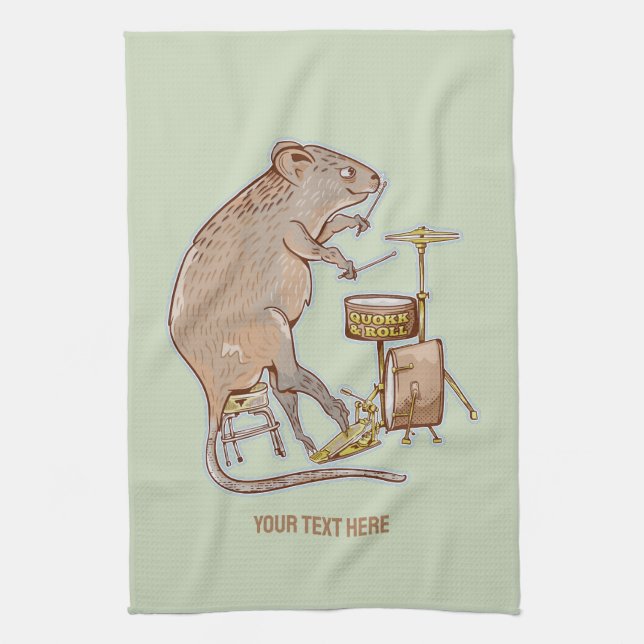 Quokka Playing Drums Kitchen Towel (Vertical)