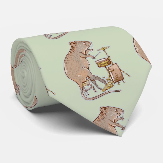 Quokka Playing Drums Tie (Rolled)