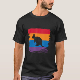 Quokka Shadow Silhouette With Colourful Flag T-Shirt