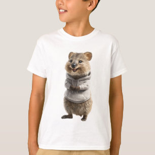 Quokka souriant dans un sweat à capuche gris pour 