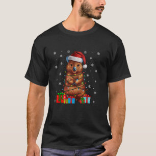 Quokka Ugly Xmas Lights Santa Hat Quokka Christmas T-Shirt
