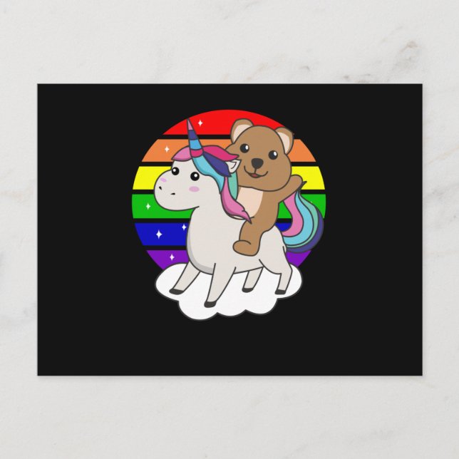 Quokka Unicorn Rainbow Animals Quokkas Unicorns Postcard (Front)