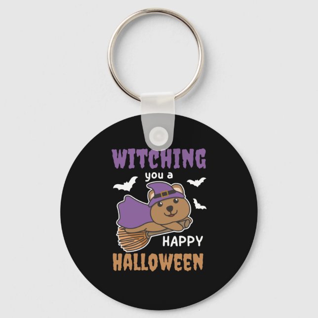 Quokka Witch Witches Witching You A Happy Keychain (Front)
