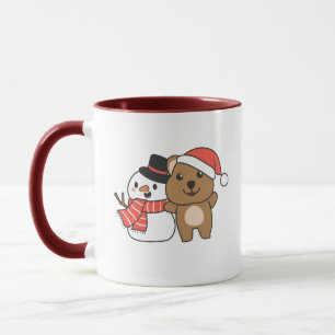 Quokka With Snowman In Winter At Christmas Mug