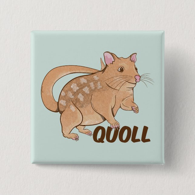 Quoll Australian Marsupial  2 Inch Square Button (Front)