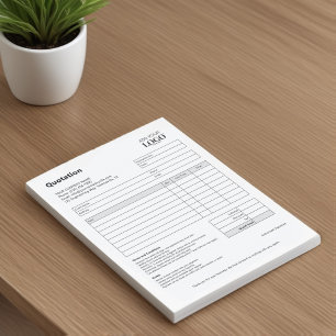 Quotation Form   Black & White Minimalist Quote Notepad