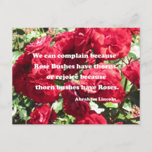 Quote about positive thinking by Abraham Lincoln. Postcard