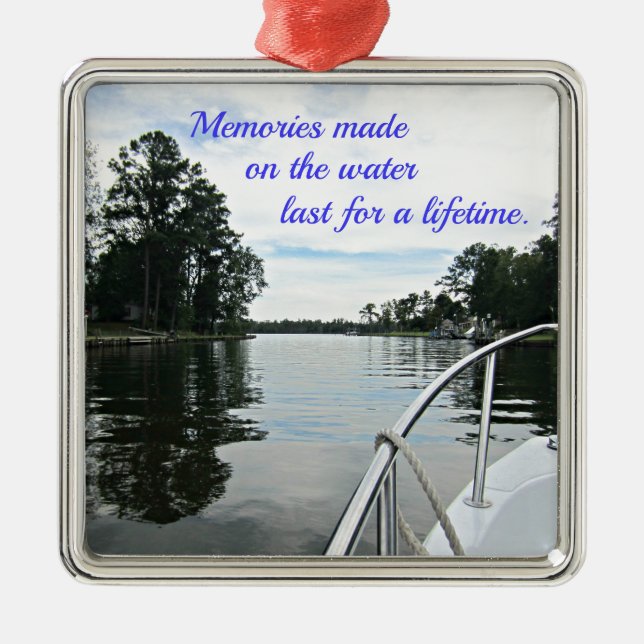 Quote about time spent on the water. metal ornament (Front)