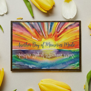 Quote and Watercolor Sunset over the Water  Photo Print