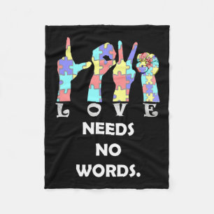 Quote Asl Love Needs No Words  Fleece Blanket