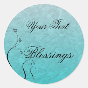 Quote Blessings Floral Teal Sticker