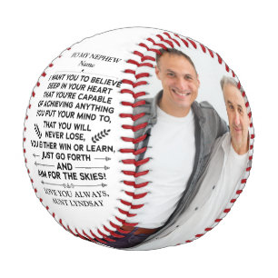 Quote for To My Nephew with Custom 2 Photo & Name Baseball