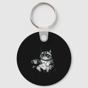 Quote funny cat here awake don't push animal love keychain