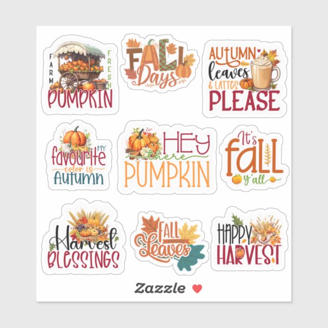 Quote Happy Harvest Fall Autumn Season set of 9 (Sheet)