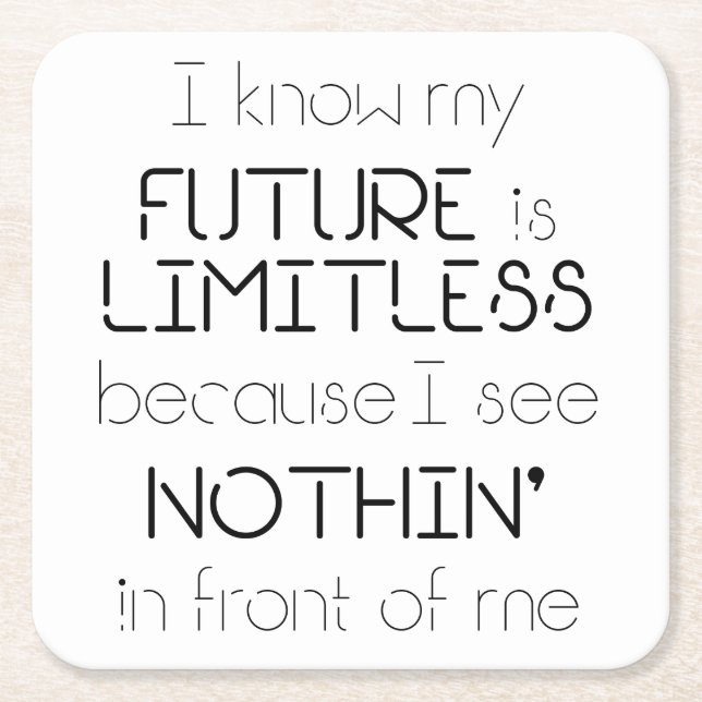 Quote - I know my future is limitless - Square Square Paper Coaster (Front)