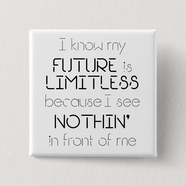 Quote - I know my future is limitless - White 2 Inch Square Button (Front)