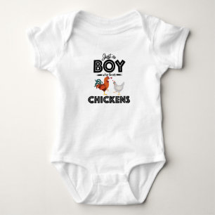 Quote: Just a Boy Who Loves Chickens Baby Bodysuit
