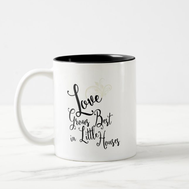 Quote Love Grows Best In Little Houses Two-Tone Coffee Mug (Left)