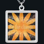 Quote Necklace - Be The Change Pendant<br><div class="desc">Wear a three word quote necklace  to motivate and inspire yourself or give it as a unique and memorable gift for your family and friends.The message necklace with  the original designs combine inspiration with beauty</div>