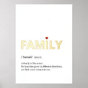 Quote of FAMILY minimalist white gold Foil Prints