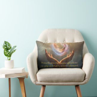 Quote of Finding Peace Lumbar Pillow
