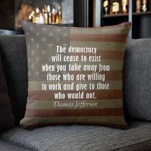 Quote on Democracy, Socialism and Taxes Throw Pillow