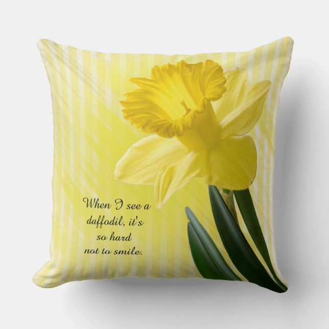 Quote on Yellow Spring Daffodil Picture Throw Pillow (Front)