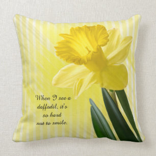 Quote on Yellow Spring Daffodil Picture Throw Pillow
