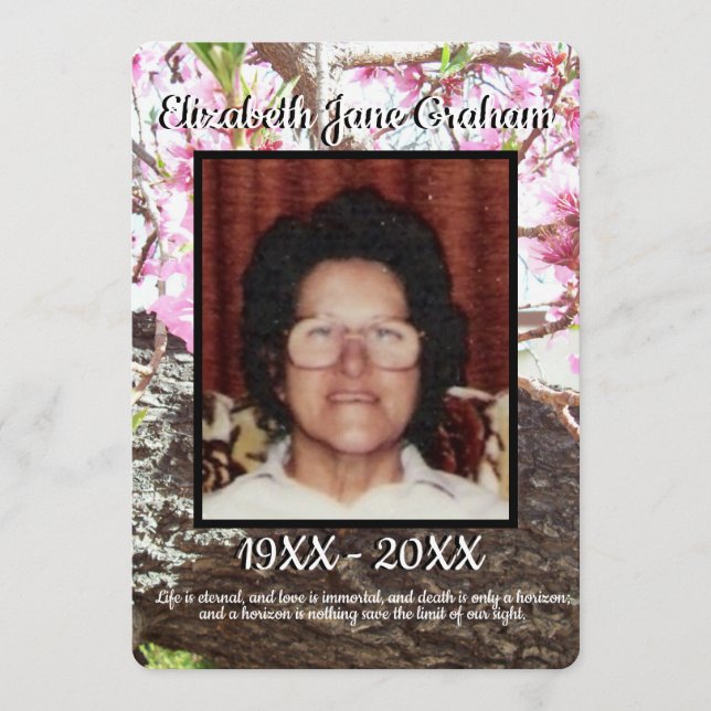 Quote Peach Blossoming Tree Background Funeral   Program (Front)