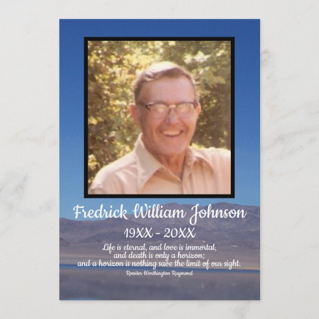 Quote Photo Lake and Mountain Background Funeral  Program (Front)