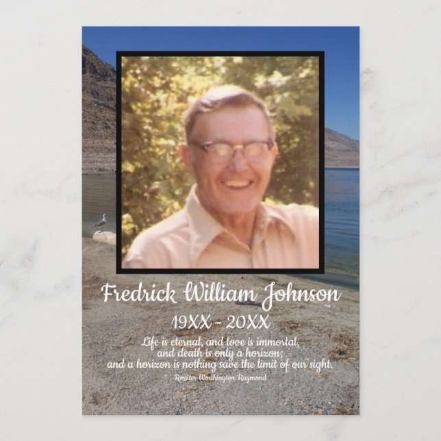 Quote Photo Lake with Seagull Background Funeral  Program (Front)