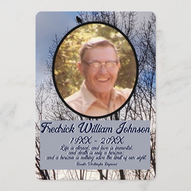 Quote Photo Leafless Trees Background Memorial Program (Front)
