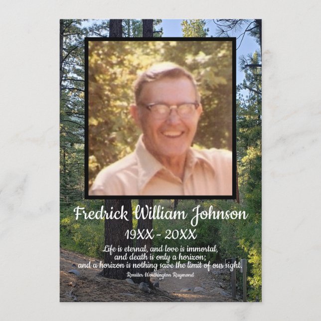 Quote Photo Pine Tree Forest Background Funeral  Program (Front)