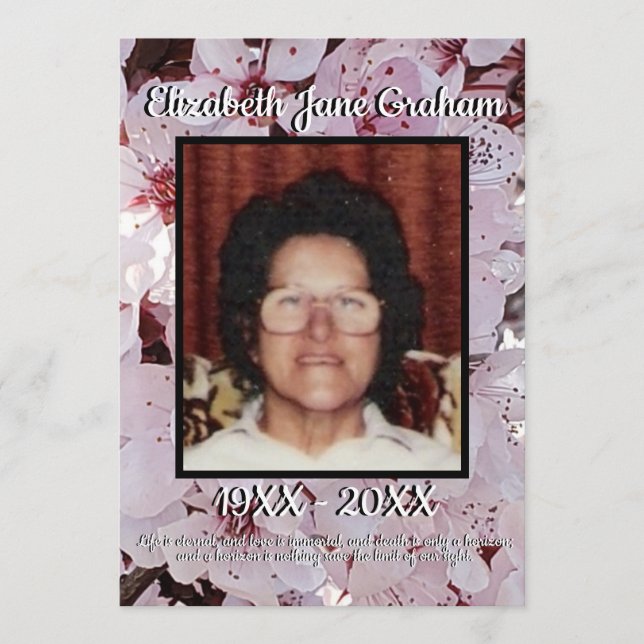 Quote Photo Plum Blossoms Background Funeral    Program (Front)