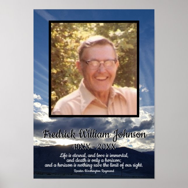 Quote Photo Sunset with Cloud Lines Funeral Poster (Front)