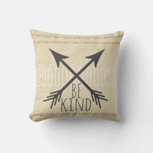 quote pillow distessed sepia and tan with  be kind