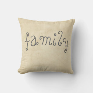 quote pillow distessed sepia and tan with  family