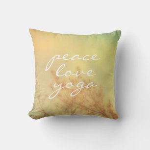 quote pillow peace love yoga nature art