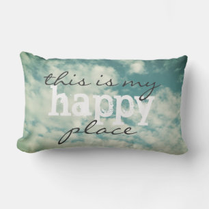 quote pillow this is my happy place blue sky