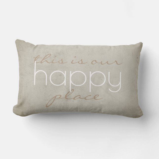 quote pillow this is my happy place on tan (Front)