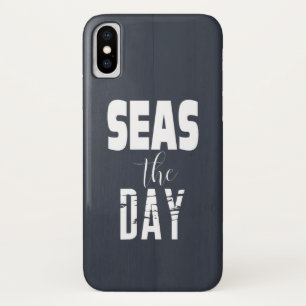 Quote Seas The Day Bold Type White On Grey Case-Mate iPhone Case