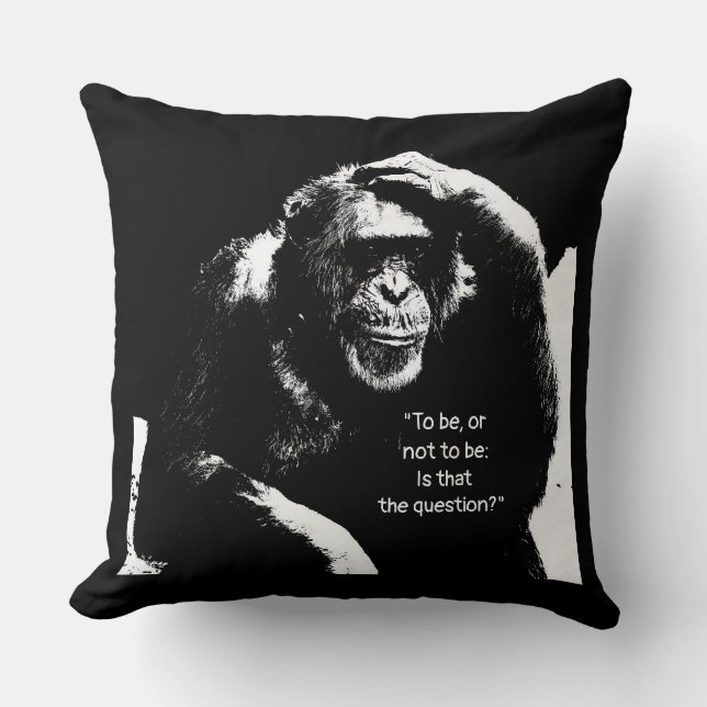 Quote Thinking Monkey Pop Art Elegant Modern Throw Pillow (Front)