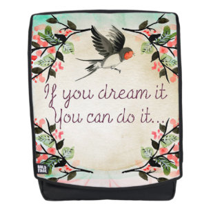 Quote with Bird and Flowers Backpack