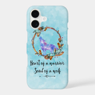 Quote with Howling Wolf in a Boho Wreath