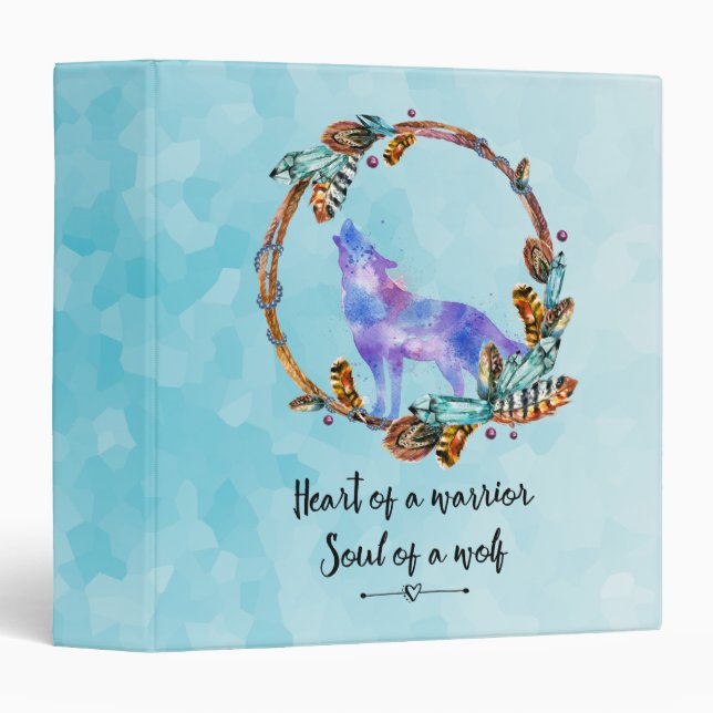 Quote with Howling Wolf in a Boho Wreath Binder (Front/Spine)