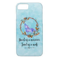 Quote with Howling Wolf in a Boho Wreath