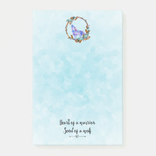 Quote with Howling Wolf in a Boho Wreath Post-it Notes