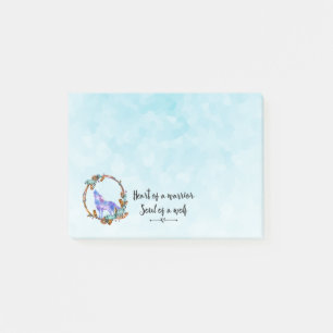 Quote with Howling Wolf in a Boho Wreath Post-it Notes