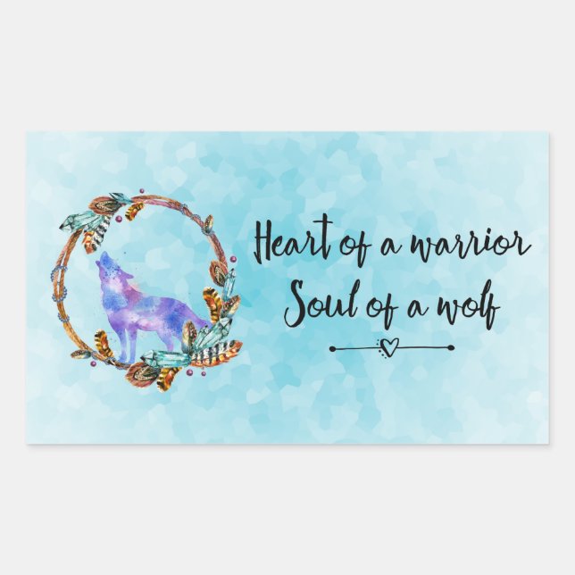 Quote with Howling Wolf in a Boho Wreath Sticker (Front)