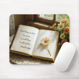 Quote Written In an Open Vintage Book Mouse Pad